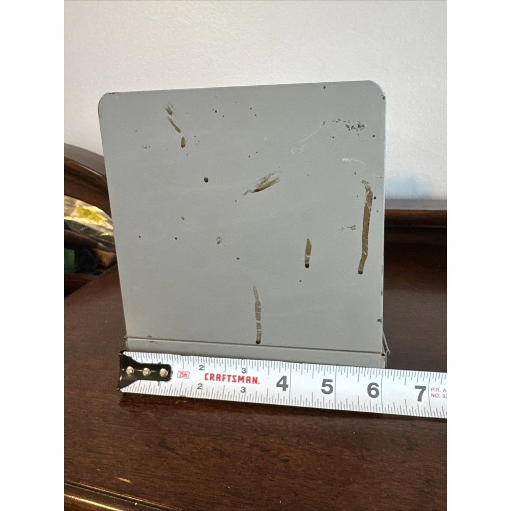 Lit-Ning Letter Mail File Metal 6 Slot Office Desk Organizer Gray Paper Vintage